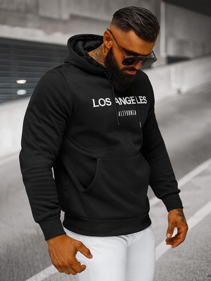 Sweatshirt à capuche homme noir OZONEE JS/27B6507/3