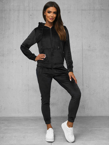 Ensemble survêtement femme en velours noir OZONEE JS/8C1176/3Z