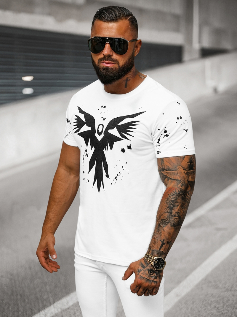 T-shirt Homme Blanc OZONEE O/T109/1Z
