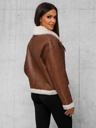 Veste en cuir femme marron OZONEE JS/11Z8176Z