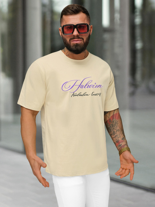 T-shirt Homme Beige OZONEE O/YN2/632