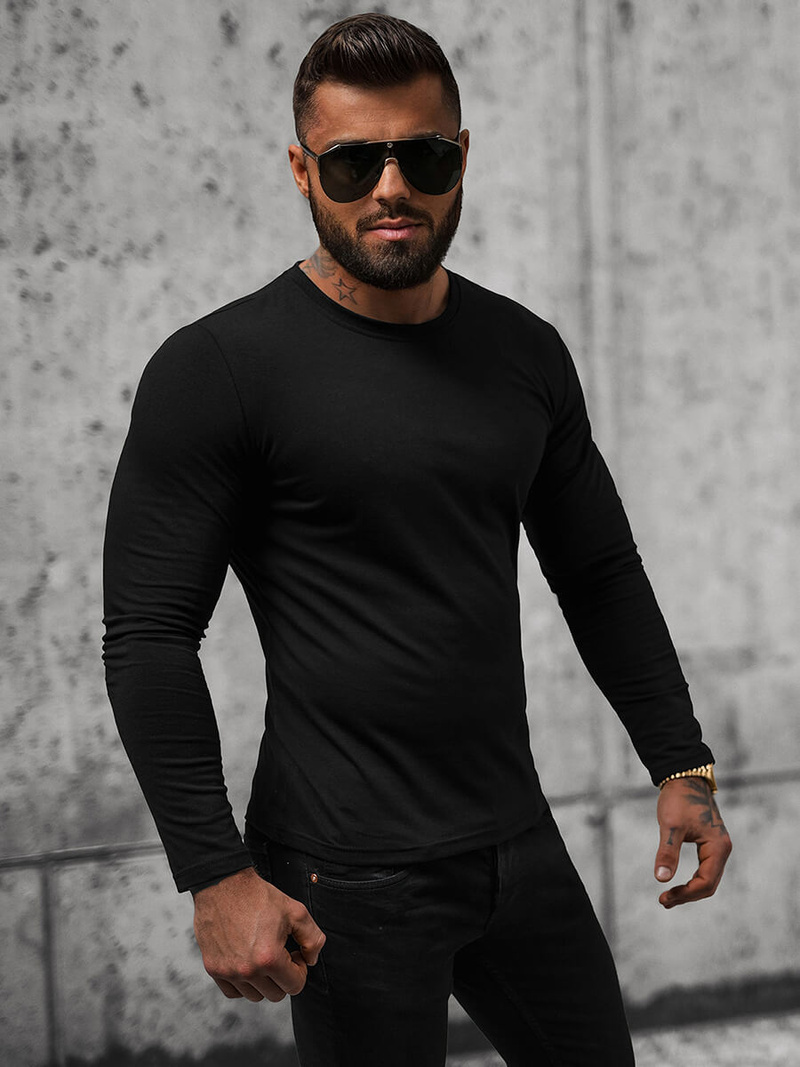 T-shirt à manches longues homme noir OZONEE O/B260