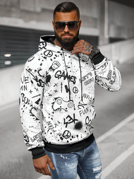 Sweatshirt à capuche homme blanc OZONEE JS/8B1227/1