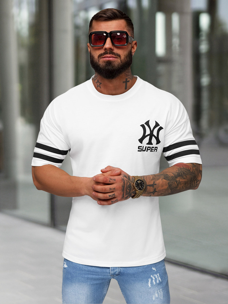 T-shirt Homme Blanc OZONEE JS/8B1372/1