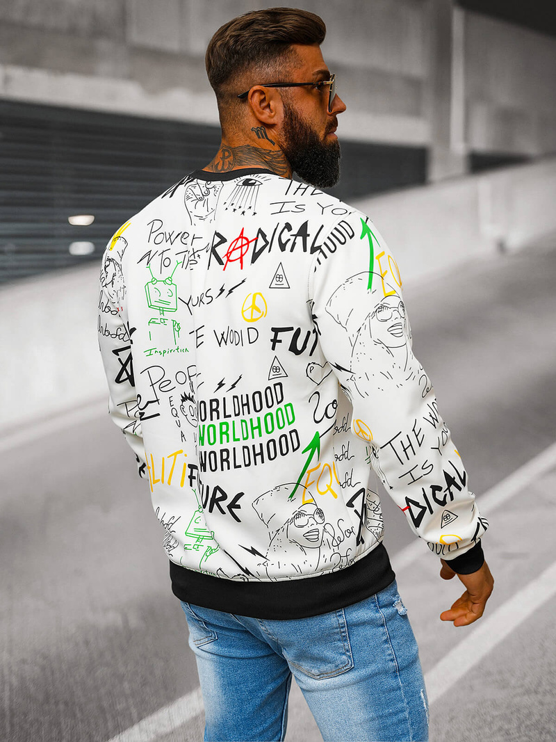 Sweatshirt Homme Blanc OZONEE JS/8B1228/1