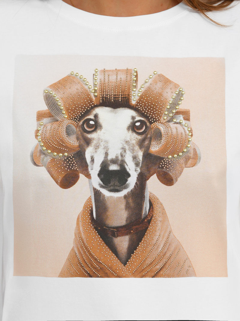 T-shirt femme blanc et beige OZONEE JS/YJ77726