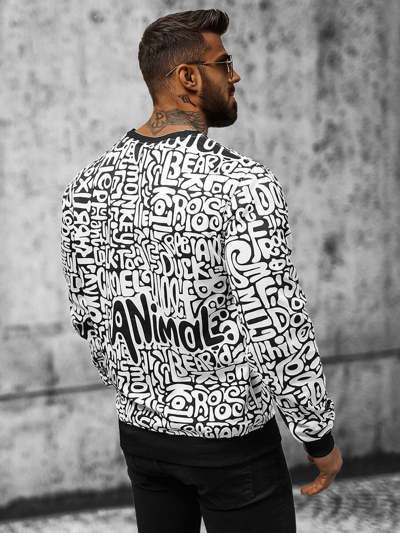 Sweatshirt Homme Blanc OZONEE JS/8B1131/1