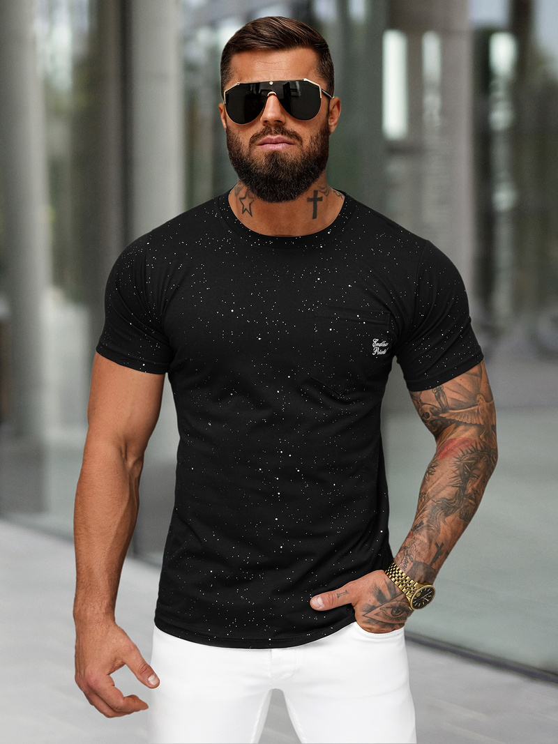 T-shirt Homme Noir OZONEE O/QQ1387