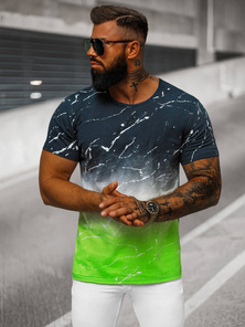 T-shirt homme bleu foncé vert OZONEE JS/S119/153Z