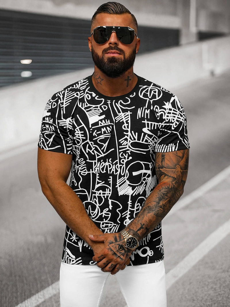 T-shirt Homme Noir OZONEE O/T1269/3