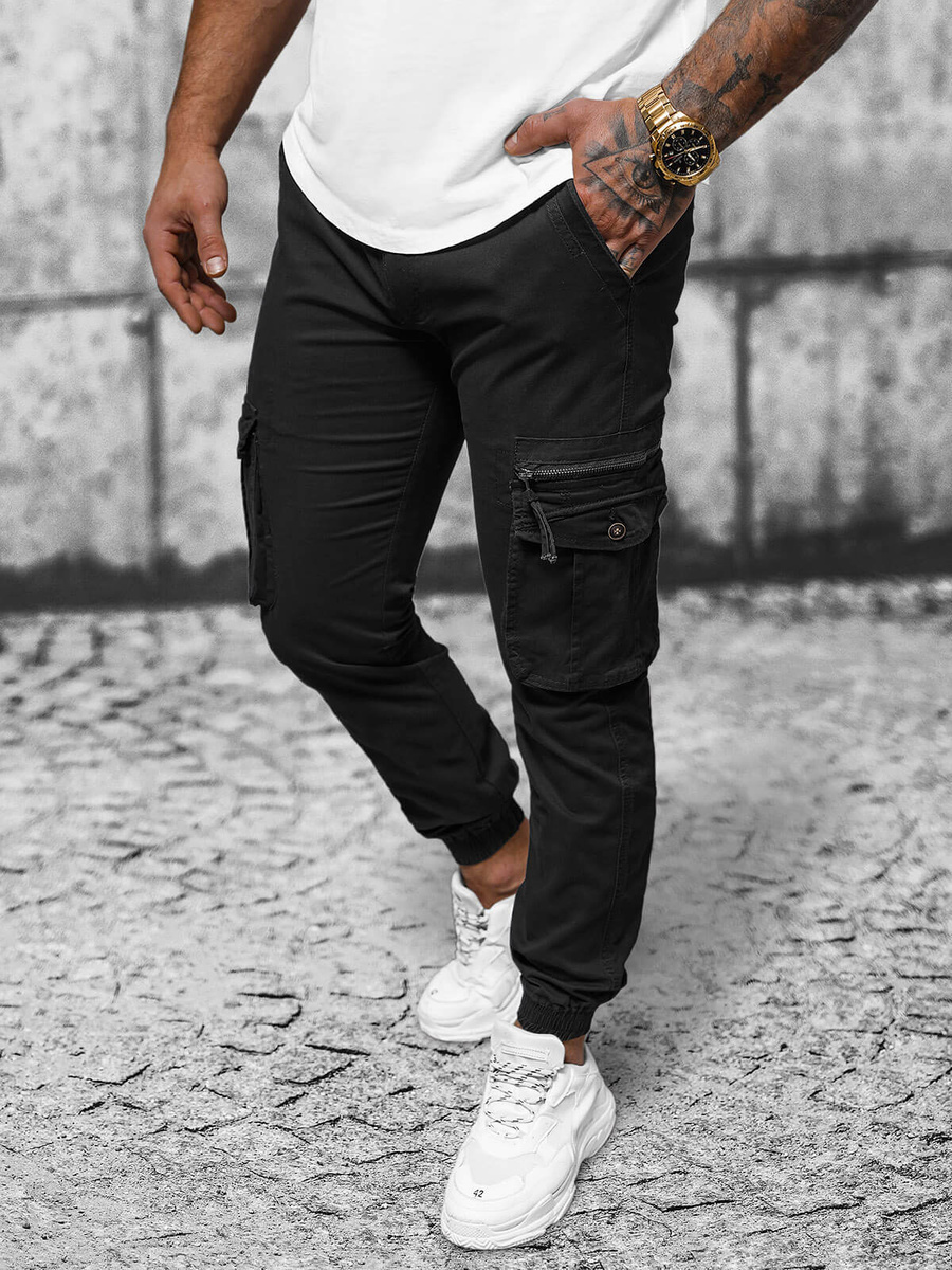 Pantalon Chino Jogger Homme Noir OZONEE NB MP0201N