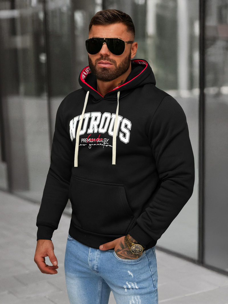 Sweatshirt à capuche homme noir OZONEE O/TT30510
