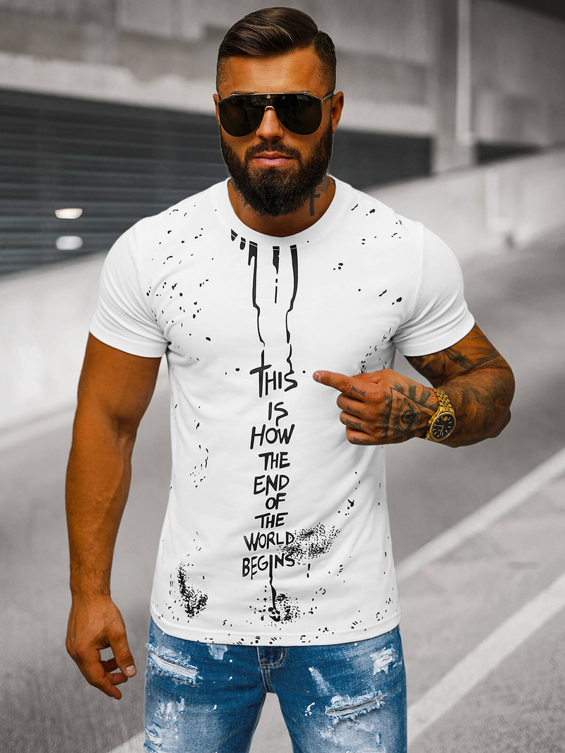 T-shirt Homme Blanc OZONEE O/8T1259/1