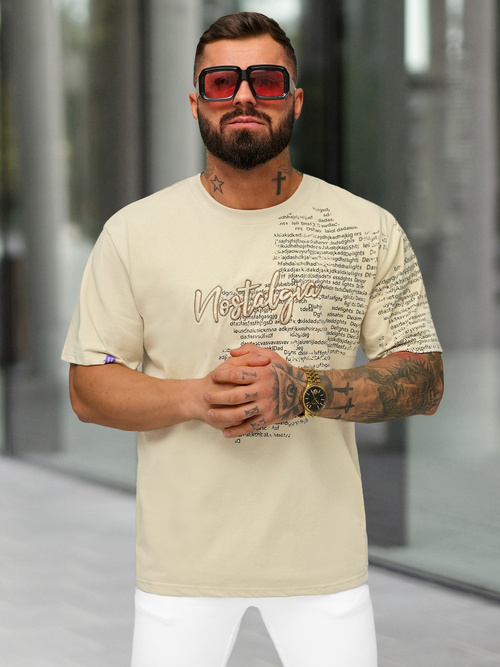 T-shirt Homme Beige OZONEE O/YN2/631