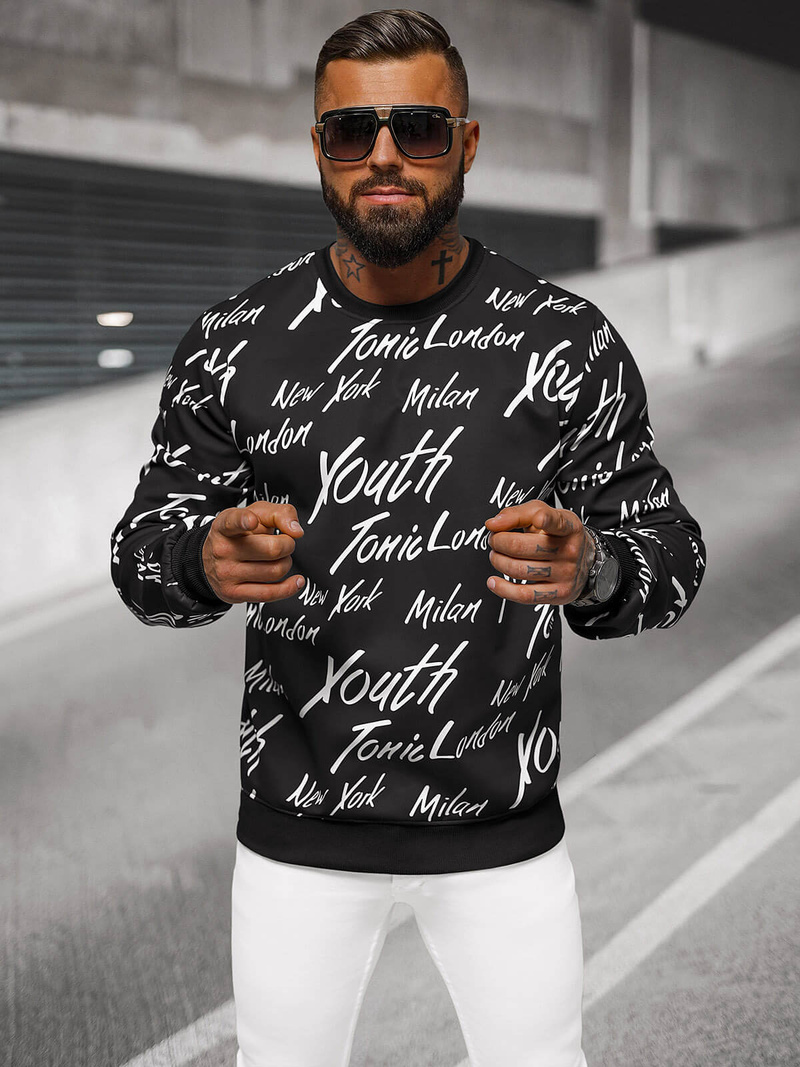 Sweatshirt Homme Noir OZONEE JS/8B1189/3