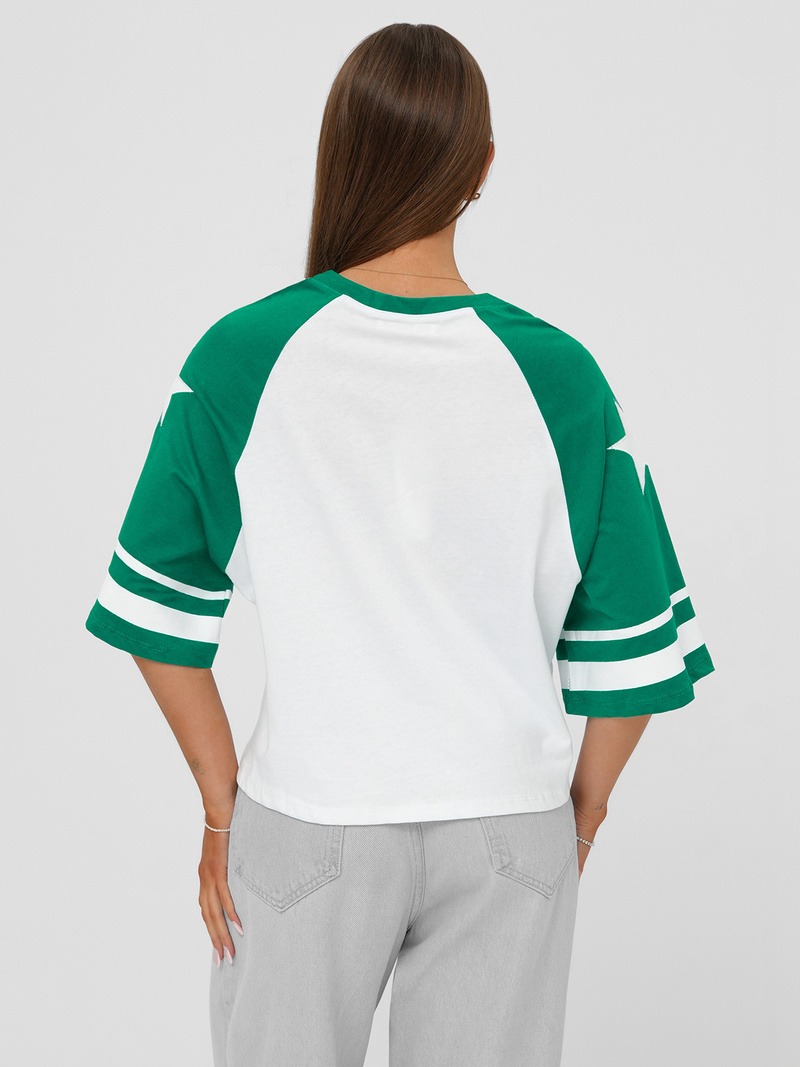 T-shirt Femme Blanc et Vert OZONEE JS/R62493