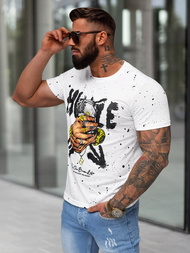 T-shirt Homme Blanc OZONEE JS/8B1389/1
