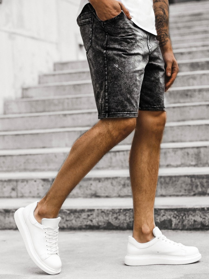 Short en jean Noir OZONEE JS/KK1070/2