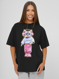 T-shirt femme noir OZONEE DJ77423