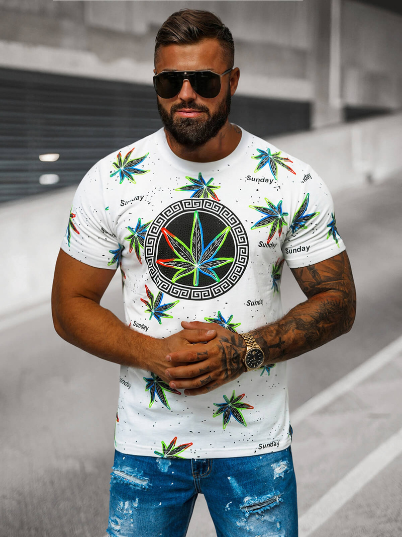 T-shirt Homme Blanc OZONEE O/T136/1