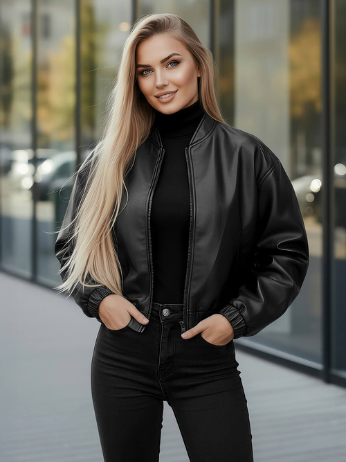 Veste en cuir femme noir OZONEE JS/11Z8281