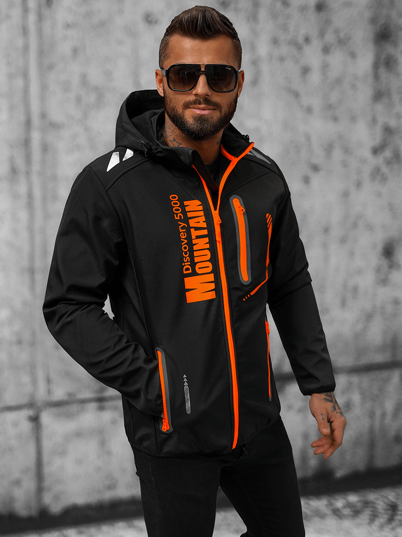 Veste Softshell Homme Noir et Orange OZONEE JS/HH026/1Z