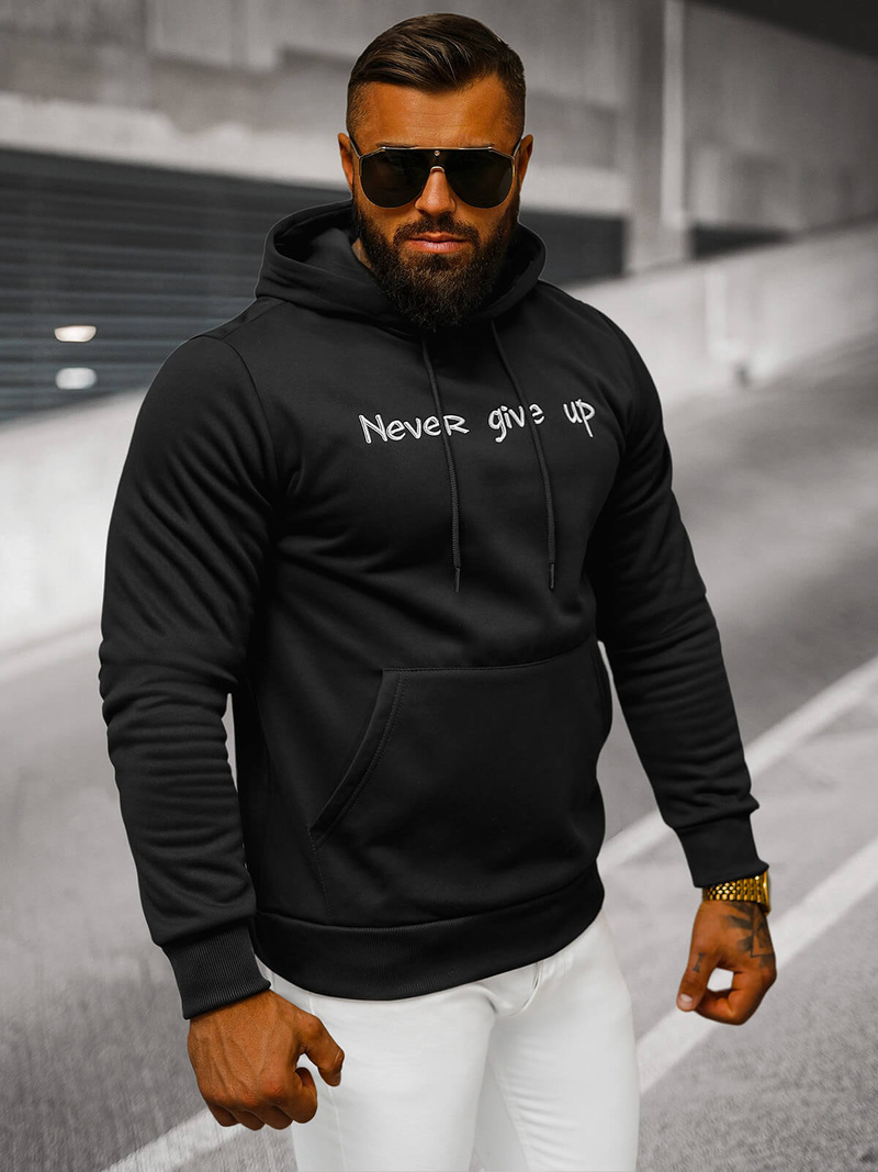 Sweatshirt à capuche homme noir OZONEE JS/27B6512/3