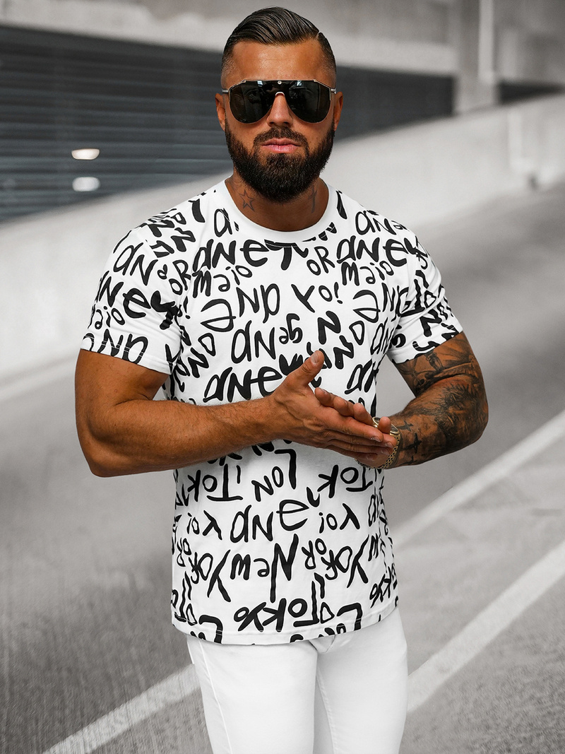 T-shirt Homme Blanc OZONEE O/T1268/1