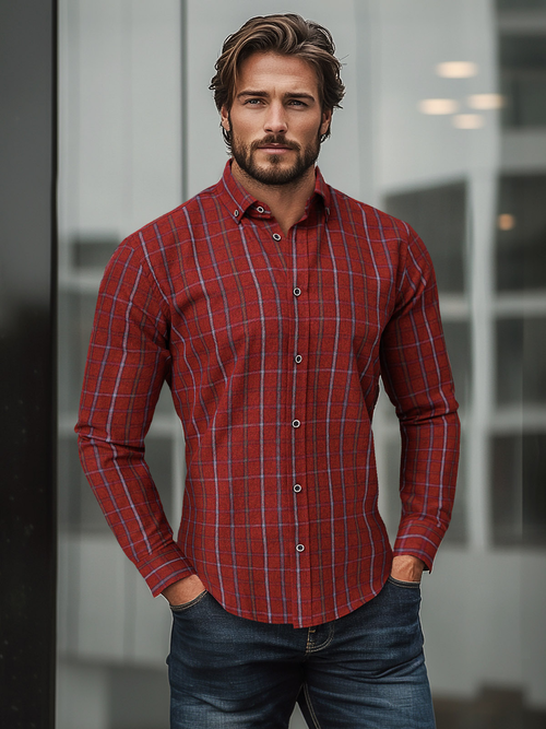 Chemise Homme Rouge OZONEE O/V127