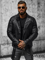 Veste en cuir homme Noir OZONEE JS/11Z8005Z