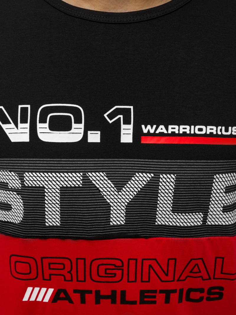 T-Shirt Homme Noir et rouge OZONEE JS/SS10900