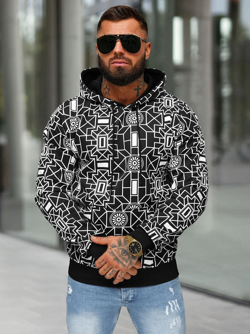 Sweatshirt à capuche homme noir OZONEE JS/8B1236/3