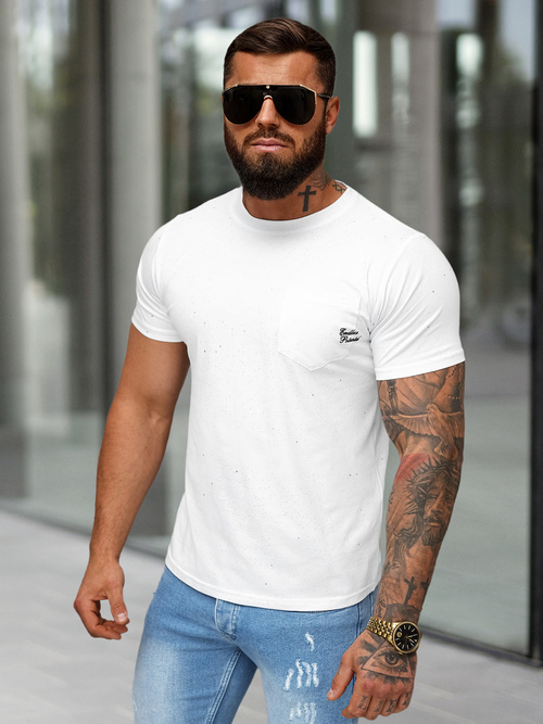 T-shirt Homme Blanc OZONEE O/QQ1387