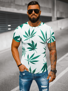 T-shirt Homme Blanc et Vert OZONEE O/BL54Z