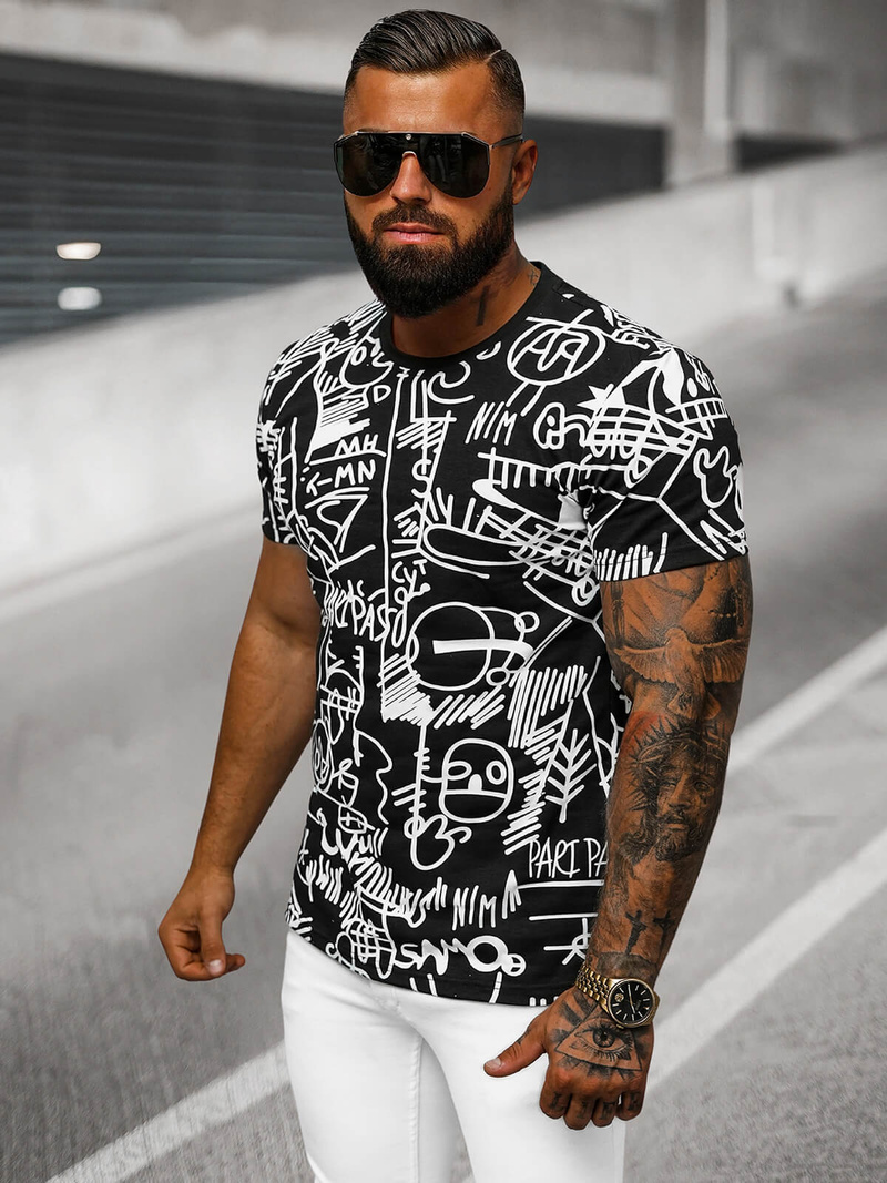 T-shirt Homme Noir OZONEE O/T1269/3