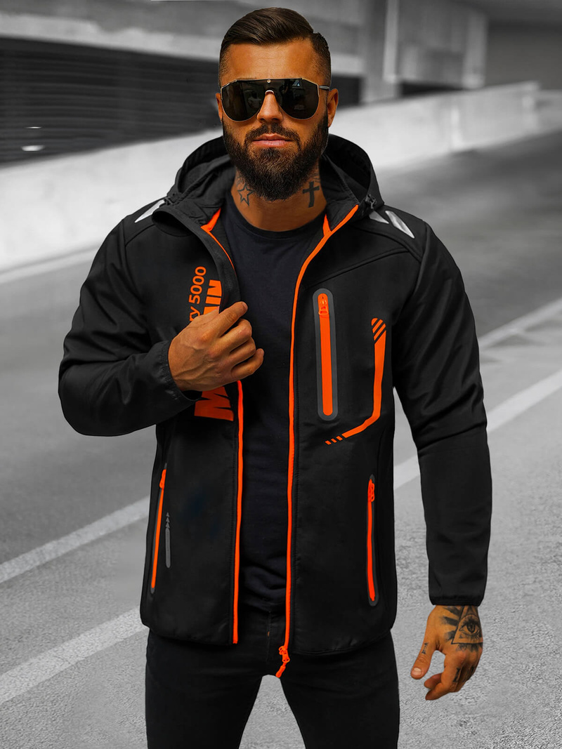 Veste Softshell Homme noir et orange OZONEE JS/HH026/1