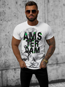 T-shirt Homme Blanc OZONEE O/T128/1Z