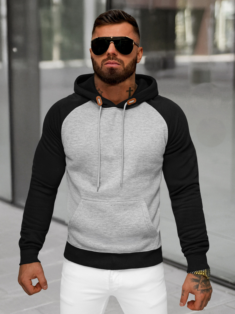 Sweatshirt à capuche homme gris OZONEE JS/8B157/2