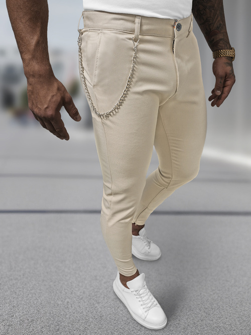 Pantalon Chino Homme Beige OZONEE DJ/3300