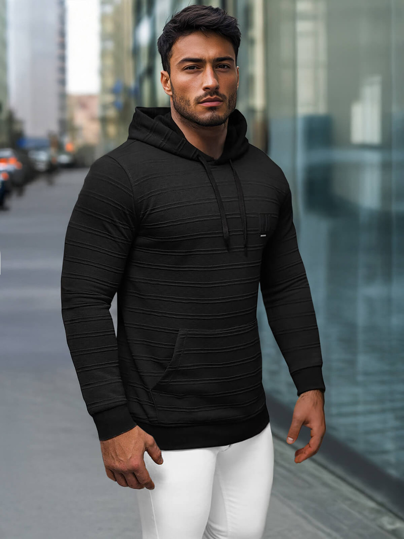 Sweatshirt à capuche homme noir OZONEE O/TB2272Z