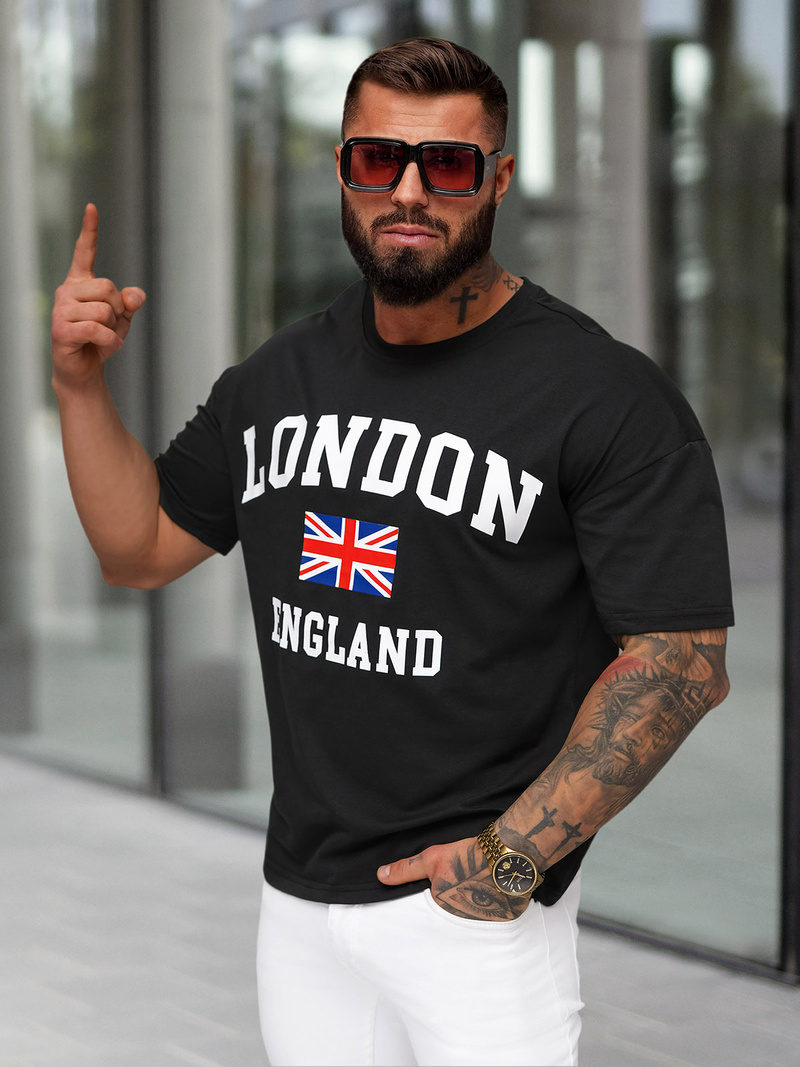 T-shirt Homme Noir OZONEE JS/8B1373/3