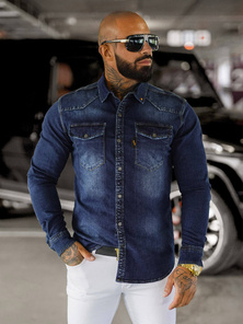 Chemise en jean homme bleu OZONEE O/51410