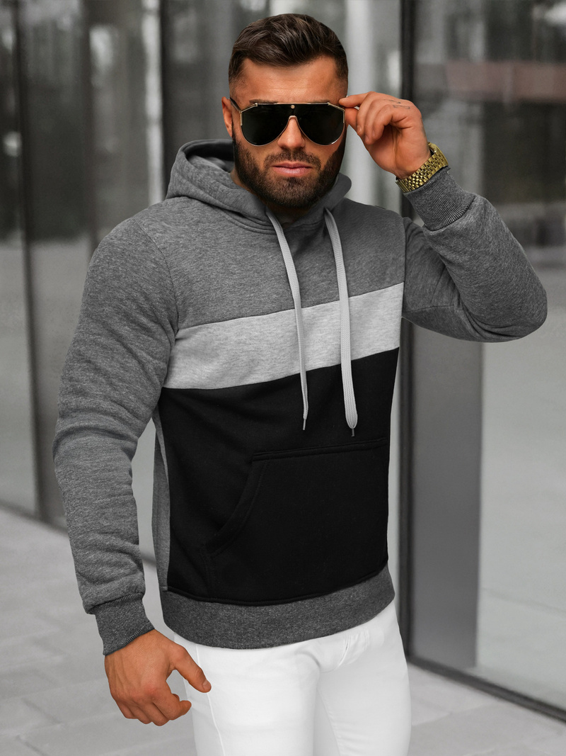 Sweatshirt à capuche homme gris foncé OZONEE JS/8B1320/5