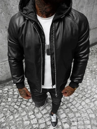 Veste en cuir homme Noir OZONEE JS/11Z8004