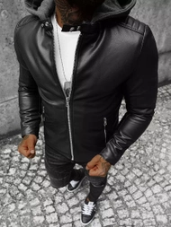 Veste en cuir homme Noir OZONEE JS/11Z8012