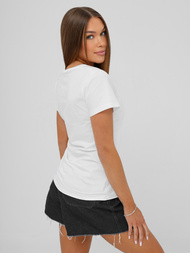 T-shirt femme blanc et menthe OZONEE JS/RJ77542