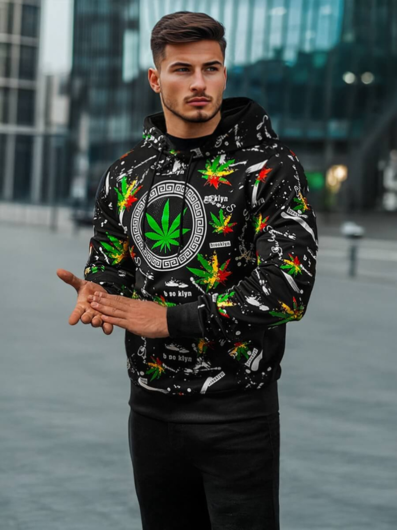 Sweatshirt à capuche homme noir OZONEE O/B269Z