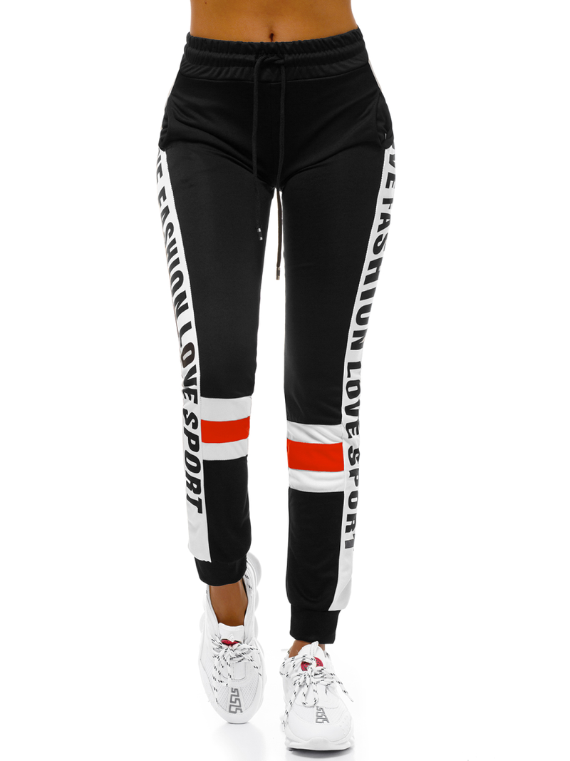 Pantalon de survêtement pour femme Noir et rouge OZONEE O/82317