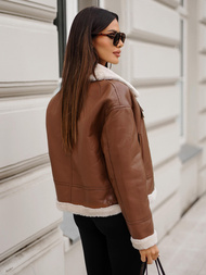 Veste en cuir femme marron OZONEE JS/11Z8176