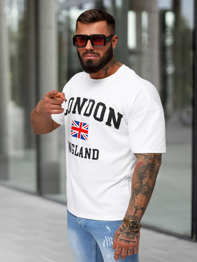 T-shirt Homme Blanc OZONEE JS/8B1373/1